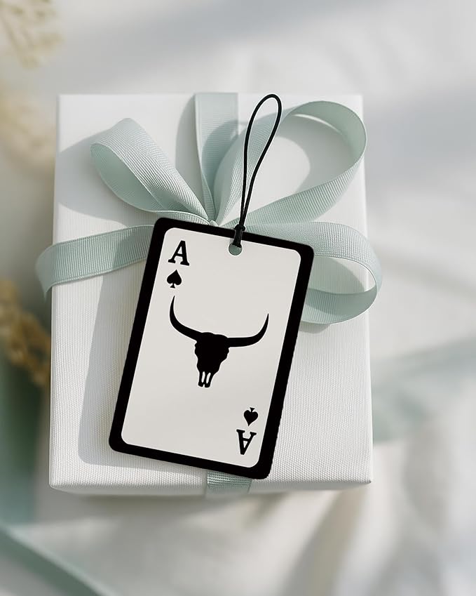 Retro Western Car Air Freshener 4 Pcs Coconut Scented, Cow Skull Cactus Ace Card Cowboy Car Accessories Mirror Decor for Women, Western Hanging Air Freshener for Cars Closet Drawer Books