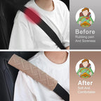 JUSTTOP 2-Pack Universal Car Seat Belt Pads Cover for A More Comfortable Driving, Seat Belt Shoulder Strap Covers Harness Pad for Car Interior Accessories(Khaki)