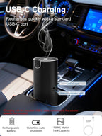 100ML Car Diffuser, USB Rechargeable Battery Operated, Cordless Portable Essential Oil Diffuser with 7 LED Color Lights, 2 Timer Modes