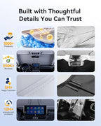 helloleiboo Graphene Car Windshield Sun Shade Car Sun Shade for Windshield with Heat Absorption Coating Foldable Design with UV Protection to Keep Your Car Interior Cooler Silver (Large-61 × 32 in)