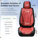 Coverado Car Seat Covers, Front Seat Cover for Cars, 2 Pack Premium Leather Seat Cover, Universal Seat Cover, Waterproof Car Seat Protector, Automotive Seat Cushion Fit for Most Vehicles (Black&Red)