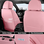 Coverado Seat Covers for Cars, Leather Car Seat Covers Full Set, Pink Waterproof Seat Covers, Luxury Car Seat Protector, Front and Back Car Seat Cushions Universal Fit for Most Sedans, Trucks, SUV