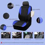 CAR PASS Leather Seat Covers-Universal Quilting Car Seat Cover with 5mm Composite Sponge Inside,Airbag Compatible,Front and Rear Seat Covers for Most Sedan,SUV,Van,Truck(Full Set,Blue)