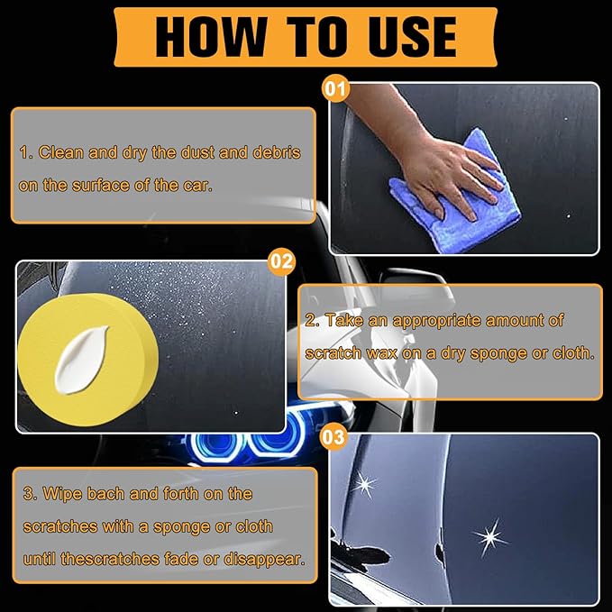 2 Set 2026 New Car Scratch Removal Wax, Scratch Remover for Vehicles, Car Scratch Repair Paste with Sponge, Car Polishing Wax Scratchs Remover Cars Paint Scratchs Repair Kit for Deep Scratches