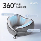 Travel Pillow, 100% Pure Memory Foam Travel Neck Pillow Airplane Neck Support Ergonomic Design for Traveling Suitable for Airplanes,Offices and Cars-Cooling Silk Grey Cover