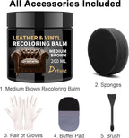 Leather Recoloring Balm, Leather Color Restorer Conditioner, Leather Restorer for Couches Paint, Leather Scratch Remover, Scratch Leather Faded Repair Kits for Vinyl Furniture (Medium Brown, 200ML)