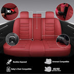Full Coverage Faux Leather Car Seat Covers Full Set,Automotive Seat Covers for Cars,SUVs Pick-up Truck, Car Seat Cushion, Wine Red Seat Covers for 5 Seats