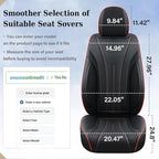 Coverado Front Seat Covers, Luxury Nappa Leather Seat Cover, 2 Pack Waterproof Seat Cover for Cars, Universal Front Car Seat Protector, Breathable Car Seat Cushion Fit for Most Cars(Black &Red Line)