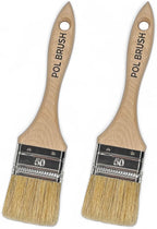 Set of 2 2 Inch Flat Paint Brushes - High European Quality - Natural Bristles - for Home, Wood, Walls, Art, Trim & Furniture - for Acrylic, Oil, Stain, Chalk & Latex Paints