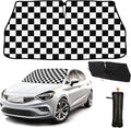 CHILL·TEK Funny Car Windshield Sun Shade Umbrella, Checkered Car Sun Shade Umbrella, Block UV Rays Heat Foldable Windshield Umbrella Sun Visor Protector - Keep Vehicle Cool for Cars SUV