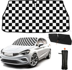CHILL·TEK Funny Car Windshield Sun Shade Umbrella, Checkered Car Sun Shade Umbrella, Block UV Rays Heat Foldable Windshield Umbrella Sun Visor Protector - Keep Vehicle Cool for Cars SUV