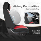 Coverado Seat Covers Full Set, 5 Seats Seat Covers for Cars, Waterproof Nappa Leather Car Seat Covers with Head Pillow, Seat Protectors Car Seat Cushion Universal Fit for Most Cars (Black&Red)