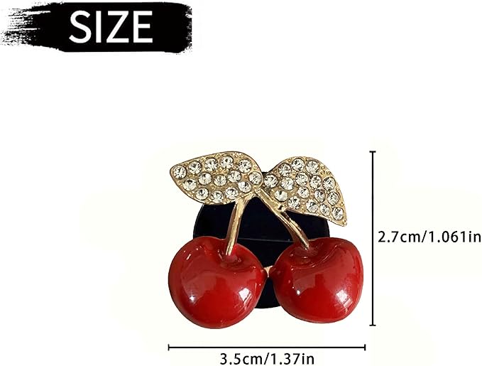 4Pcs Cherry Car Air Vent Freshener Perfume Clip, Rhinestone Air Outlet Fragrance Perfume Clip Freshener, Car Decor（Cherry Flavour）