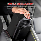 Car Center Console Armrest Pillow, 13.19"×7.87" Leather Car Arm Rest Cover, Memory Foam Auto Armrest Cushion with Cup Holder Phone Slot, Universal Vehicle Middle Console Cushion Pad (Black)