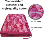 Camo Poncho Liner, Army Blanket, Military Sleeping Bag, with A Compression Carrying Bag, for Traveling, Hiking, Camping, Outdoor Survival, Car Blanket