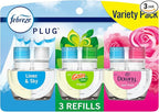 Febreze Odor-Fighting Fade Defy PLUG Air Freshener, Downy April Fresh, Gain Original, Linen & Sky, (3) .87 fl. oz. Oil Refills