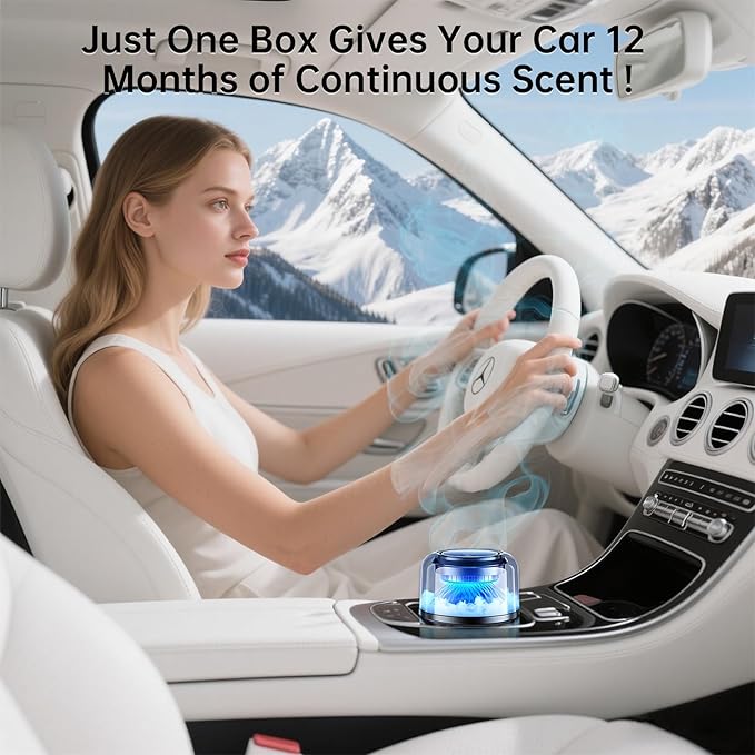 Car Air Freshener Diffuser for Essential Oils, Smart Automatic Car Fragrance Diffuser with 3 Adjustable Intensity & Auto On/Off, Premium Sandalwood Cologne Long-lasting