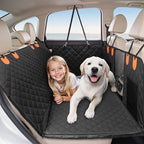 HOTEAGLE Car seat Cover for 2 Dogs, 100% Waterproof Scratch Proof Nonslip Dog car seat Cover for Back seat, Dog Hammock for car Hard Bottom Holds 400lbs, Standard（ Black）