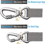 AUBELL Tactical Dog Leash Heavy Duty,4-6ft Reflective Strong No Pull Bungee Leash for Small Dogs with Comfortable Padded Double Handle,Car Seat Belt,360 Degree Rotating Carabiner,Grey