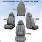 Coverado Universal Seat Covers Front, 2-Pack Waterproof Seat Covers for Cars, Universal Nappa Leather Car Seat Covers with Head Pillow, Auto Protectors Fit for Most Sedans SUV Pick-up Truck-Gray
