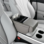 Car Armrest Cushion Cover Car Center Console Memory Foam Booster Pad with Storage Pocket and Tissue Hole for Sedan Vehicle (Cupholder - Grey, 13.39 * 7.68 * 2.95'' / 34 * 19.5 * 7.5cm)