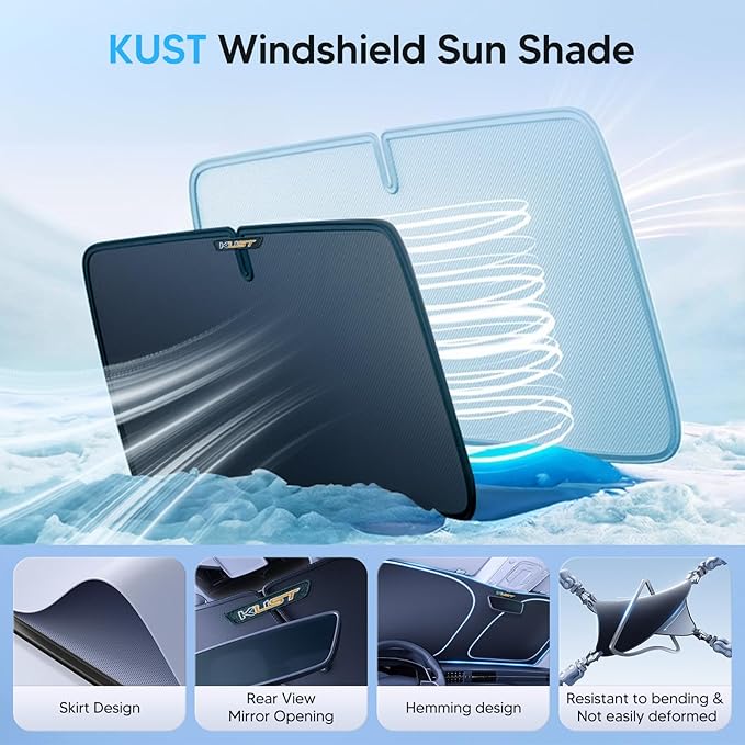 KUST Windshield Sun Shade for 2018-2023 2024 Nissan Kicks Accessories Sunshade Window Sun Visor Protector Foldable Blocks UV Rays Keep Your Car Cooler