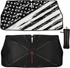 CHILL·TEK Funny Car Windshield Sun Shade Umbrella, American Flag Car Sun Shade Umbrella, Block UV Rays Heat Foldable Windshield Umbrella Sun Visor Protector - Keep Vehicle Cool for Cars SUV