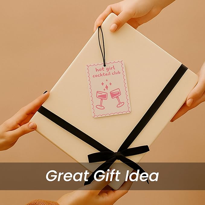 Cute Pink Girly Car Air Freshener 4 Pcs - Trendy Pink Ticket Girl Wine Hanging Air Freshener for Cars Closet Drawer Books, Girly Car Accessories Mirror Decor for Women