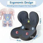 Ergonomic Seat Cushion,Office Chair Cushion with Lumbar Support Pillow,Memory Foam Car Seat Cushions,Designed for Sciatica, Tailbone,Back Pain,Back Cushion for Office,Car,Home Desk Chair
