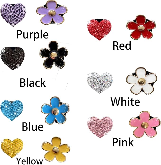 4PCS Car Air Vent Clips with Fragrance Pads, Cute Flower Car Air Fresheners Vents Clips Diamond Vent Clip Auto Interior Decor Charm Bling Auto Accessories Decoration for Women (White)