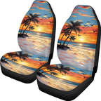 BIGCARJOB Hawaii Dusk Palm Car Seat Covers, Polyester, Universal Fit, Car, SUV, 2 Count, Front, Basic Protection, Customizable, Unique Printed