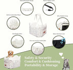 Cullaby Center Console Small Dog Car Seat Portable Puppy Booster Armrest Carseat, Anti-Collapse Comfort Car Travel with Washable Fluffy Cushion and Pillow (Off White, Extar Small armrest lid)