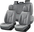 FLORICH Car Seat Cover Full Set, Automotive Seat Covers, Luxury Waterproof Leather Car Seat Protectors, Car Seat Cushions Universal Fit for Most Sedans SUVs Trucks - Grey