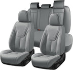 FLORICH Car Seat Cover Full Set, Automotive Seat Covers, Luxury Waterproof Leather Car Seat Protectors, Car Seat Cushions Universal Fit for Most Sedans SUVs Trucks - Grey