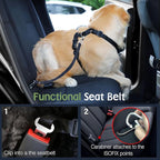 Dog Seat Belt, Safety Vest Dog Car Harness with Adjustable Buckle Dog Seat-Belt for Vehicle Nylon Pet Safety Seats Belts Heavy Duty(XL, Pink)