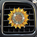 Bling Sunflower Air Vent Clips, Golden Sunflower Car Air Fresheners Vent Clips Diffuser Diamond Car Decoration Rhinestone Interior Decor Cute Accessories for Women Girls