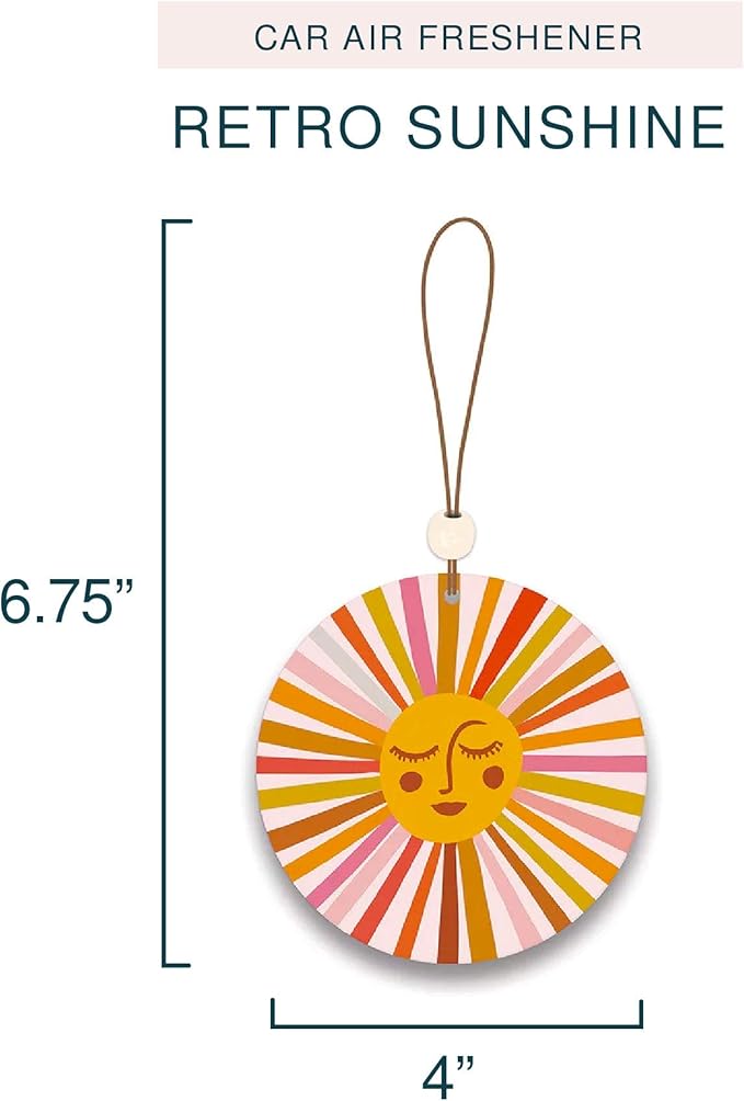 Studio Oh! Scented Hanging Car Air Fresheners - Pack of 2 - Natural & Exclusive Fragrance with DeoBoost Technology - Unique Design with Decorative Bead - Retro Sunshine