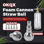 10-Pack Stainless Steel Foam Cannon Straw Ball, Universal Weighted Ball Fit for 5.9mm & 7.6mm Foam Cannons Straw - Dense Mesh Bottom, Silver