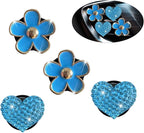 4PCS Car Air Vent Clips with Fragrance Pads, Cute Flower Car Air Fresheners Vents Clips Diamond Vent Clip Auto Interior Decor Charm Bling Auto Accessories Decoration for Women (Blue)