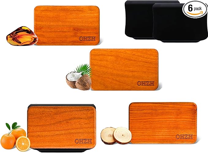 Car Air Freshener – Wood Air Freshener for Visor Clip – 4 Luxury Scents Grove, Cabana, Teak, Amber with 2 Strong Magnetic Clips – Cabin, Car, Truck, SUV