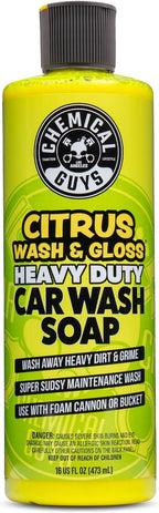 Chemical Guys Citrus Wash & Gloss Foaming Car Wash Soap - High Suds Formula Foam Cannon Soap for Foam Blasters, or Bucket Washes - Safe on Paint, Clear Coat, and Wax, Citrus Scent - 16 oz