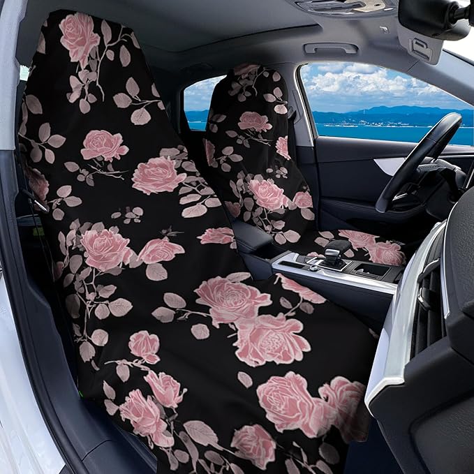 1 Pack Car Towel Seat Covers with Storage Bag, Multifunctional Towel for Gym Outdoor Sport, Picnic, Beach, Pet Dog Travel,Non-Slip Washable Car Seat Protector (Pink Flower)