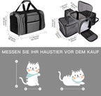 BAGLHER Expandable Cat Carrier with Travel Litter Box, Pet Travel 5 Sides Open Doors 3 Sides, Leak-Proof and Collapsible, for Car, Airplane Trip, Grey
