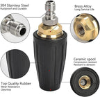 Turbo Nozzle Pressure Washer Tips,4000 PSI 4.0 GPM 4.0 Orifice,with 5 Pieces Spray Tips Kit Multiple Degrees(0, 15, 25, 40, 65 Degrees) (Black-Single nozzle)