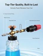 AstroAI Foam Cannon for Pressure Washer, Snow Clear Foam Cannon, Wide Neck Foam Blaster Adjustable Nozzle for Car Wash Accessories, with 1/4 Inch Quick Connector, 1 L Clear Bottle