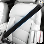Wigoo 2026 Upgraded Extended Version Suede Car Seat Belt Cover, [Reduces Neck Friction & Enhances Comfort], Soft Shoulder Pad Protector, Auto Interior Accessories,(2 Packs, 18.9Inch), Black