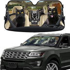 GENANY Funny Black Cats Windshield Sun Shade for Car SUV Truck (55x30 Inches),Sun Shade Windshield, Shades for Front Windows, Sunshade for Car Windshield, Protector Blocks UV