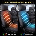 Coverado Chevy Silverado Seat Covers, Faux Leather Seat Covers Fit for Chevy Silverado GMC Sierra 2007-2025 1500, 2015-2025 2500HD 3500HD Crew Double Extended Cab (Front, Black)