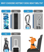Hotsky Dog Seat Belt, Adjustable Safety Seatbelt 3-in-1 Car Harness for Dogs in Car Nylon Elastic Bungee Buffer Tether with Clip Hook Latch Buckle Swivel Zinc Alloy Carabiner(Blue Camo)