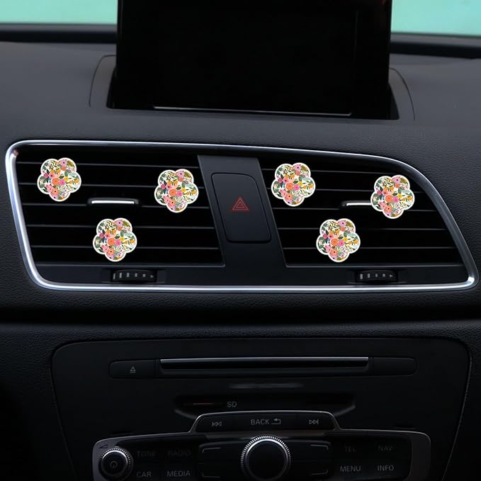 6 Pcs Flower Air Vent Clips, Cute Sunflower Flower Car Air Fresheners Vents Clips Funny Car Diffuser Vent Clips Car Interior Decor Charm Cute Car Accessories Car Decoration for Women (Flower)